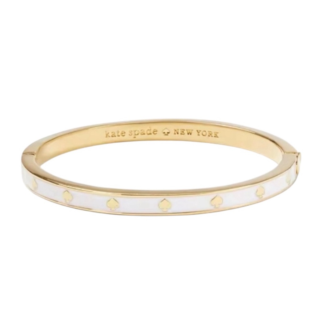 kate spade gold and white enamel spade bangle bracelet *new